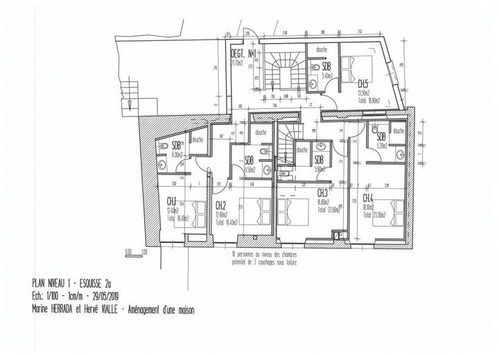 plan du gîte - 1er niveau