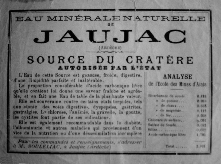 Sources du Peschier - étiquette ©mairiedejaujac Sources du Peschier - étiquette ©mairiedejaujac