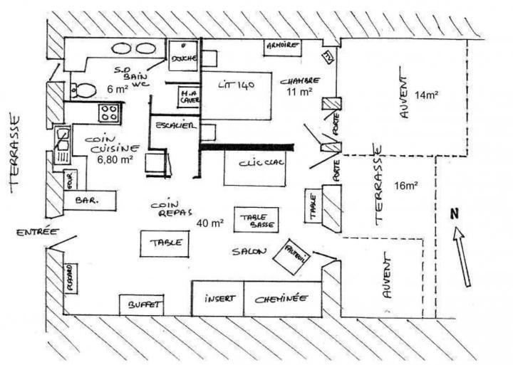 Plan intérieur du gîte